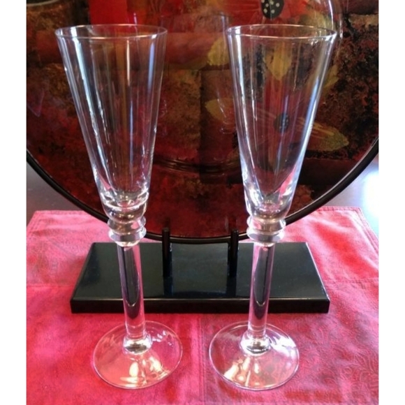 Unbranded Other - Pair of Clear Mouth Blown Champagne Flutes-RARE!